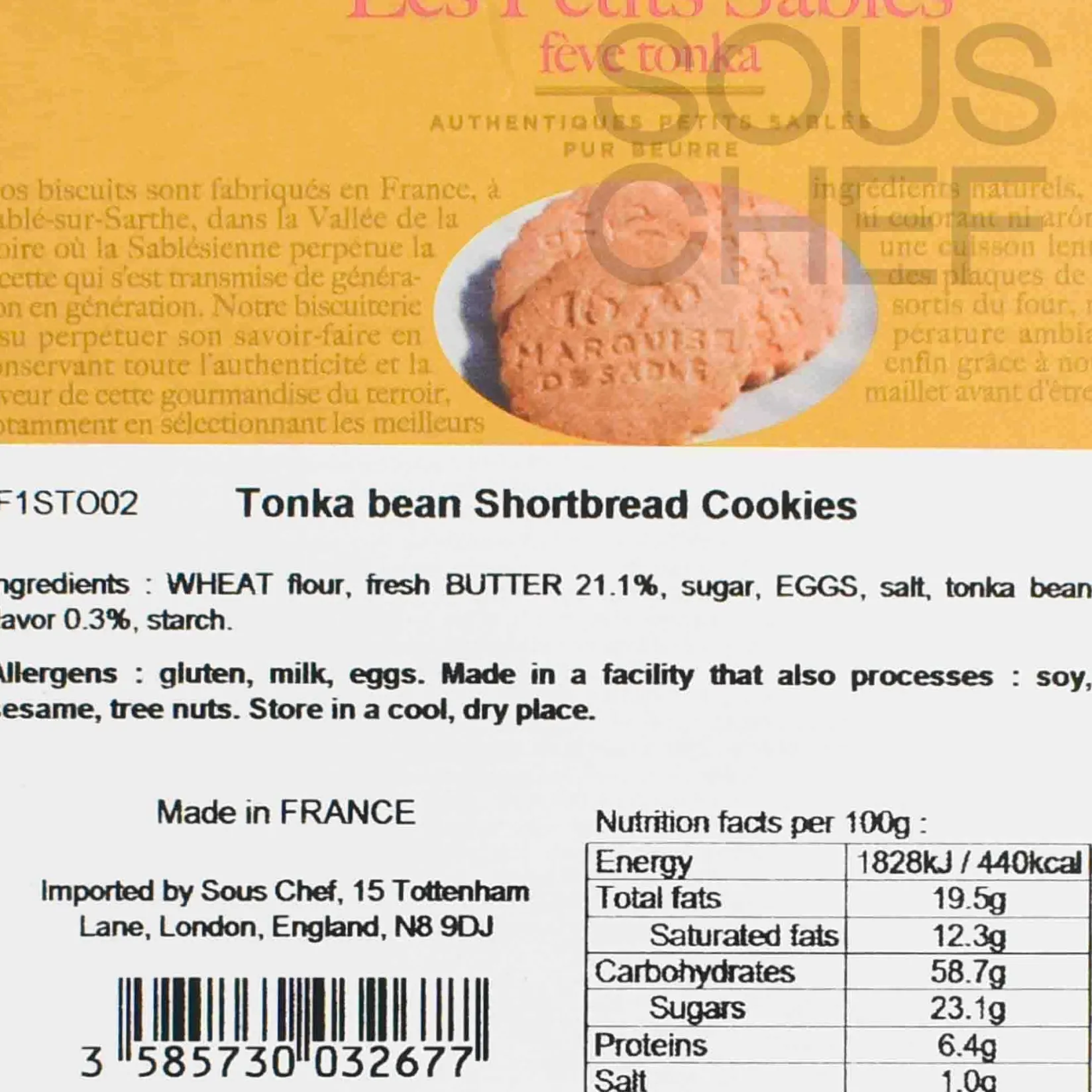 Outlet Short Dated Sable Biscuits with Tonka Bean, 100g Ingredients Brands|French Ingredients