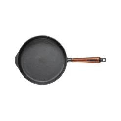 Outlet Cast Iron Deep Frying Pan with Beech Wood Handle, 28cm Pots & Pans