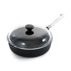 Sale Professional Cast Iron & Stainless Steel Saute Pan with Glass Lid, 25cm Pots & Pans