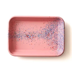 Splatter Fest Enamel Roasting and Serving Dish, Pink Middle Eastern Ingredients|Baking Supplies & Equipment
