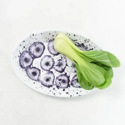 Online Splatter Madness Enamel Oval Serving Plate, Purple, 31cm Middle Eastern Ingredients|Table Setting