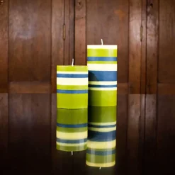 Striped Pillar Candle, Olive & Navy, 10cm Table Setting|Tableware Brands