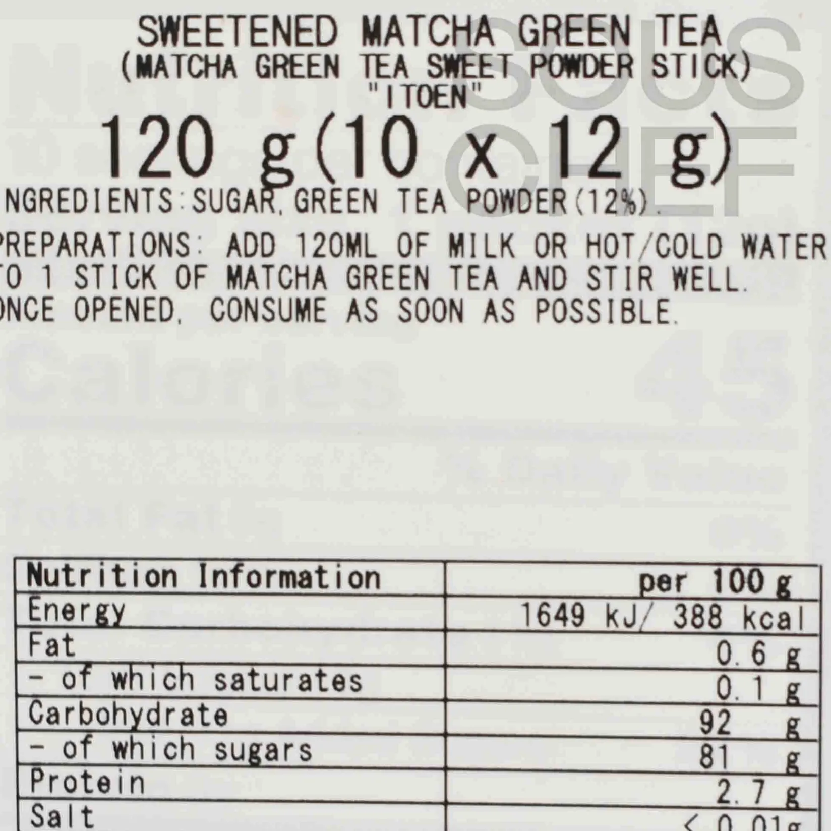 Sweet Matcha Green Tea Powder, 120g Ingredients Brands|Drinks