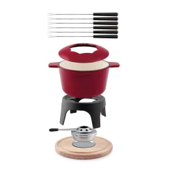 Clearance Sierra Red Cast Iron Fondue Set, 17cm Pots & Pans
