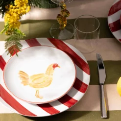 Online Red Stripe Porcelain Dinner Plate, 27.5cm Plates|Crockery & Dinnerware