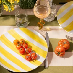 Hot Yellow Stripe Porcelain Dinner Plate, 27.5cm Tableware Brands|Plates
