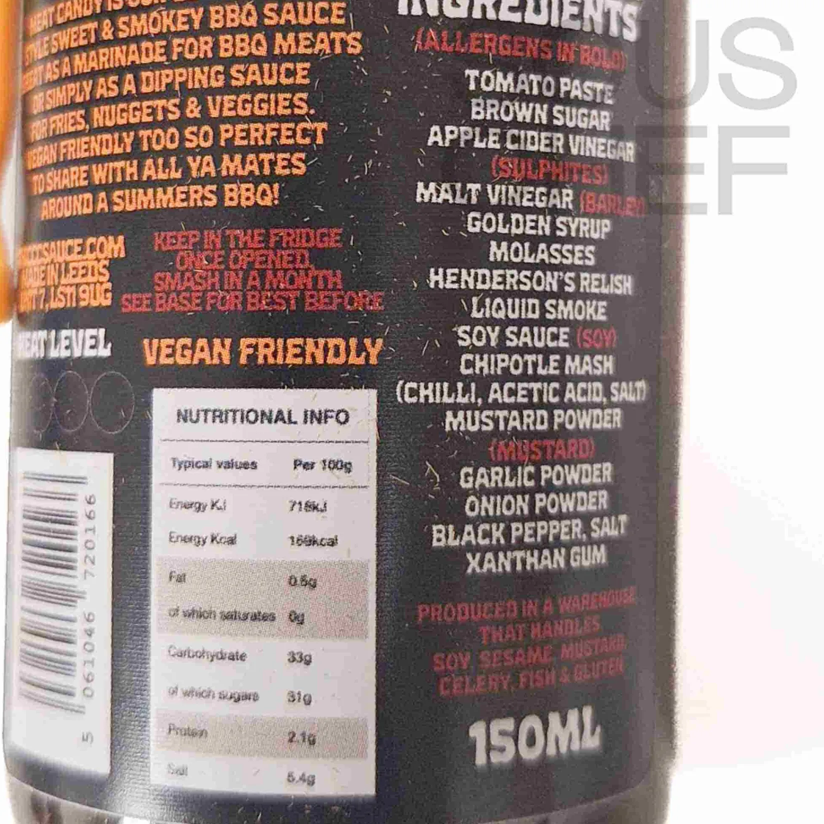 Hot Meat Candy Texas BBQ Sauce, 150ml Ingredients Brands|Sauces & Condiments