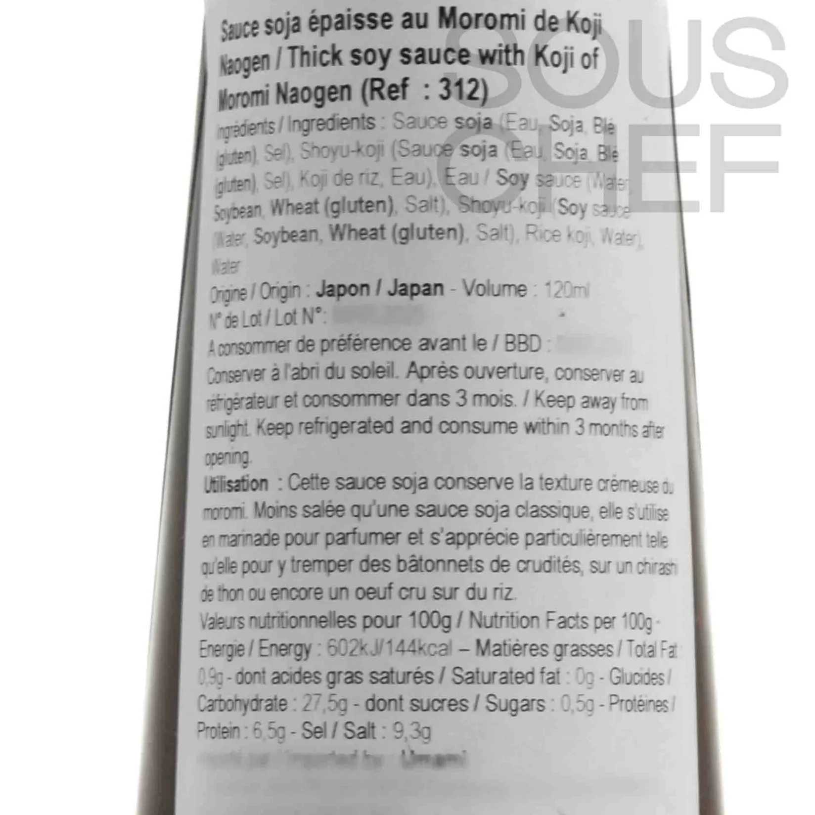 Thick Soy Sauce with Koji of Moromi Naogen, 120ml Ingredients Brands|Sauces & Condiments