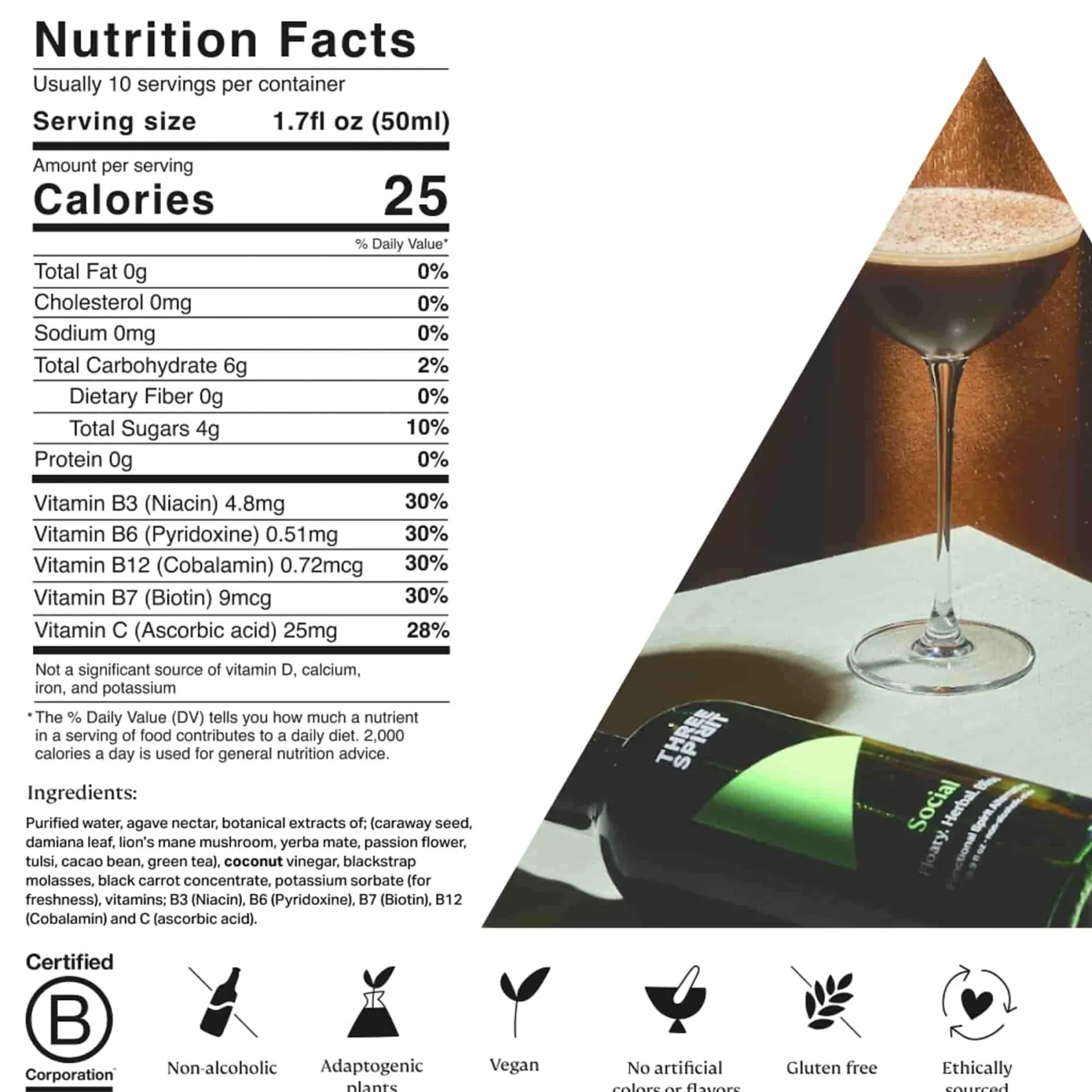 Hot The Social Elixer, Herbal 0% Spirit, 500ml Ingredients Brands|Drinks