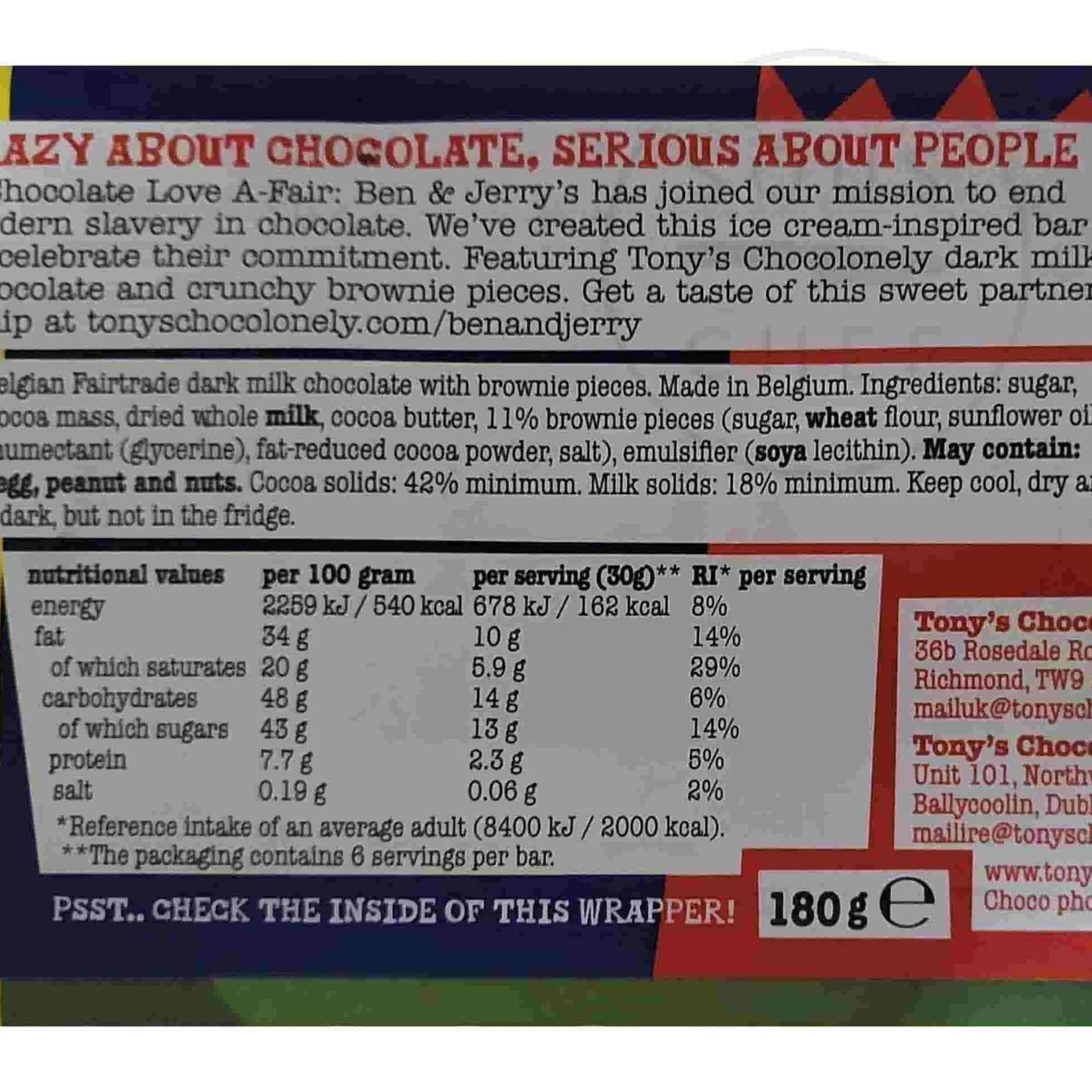 Best - Ben & Jerry's Dark Milk Brownie, 180g Ingredients Brands|Chocolate & Sweets