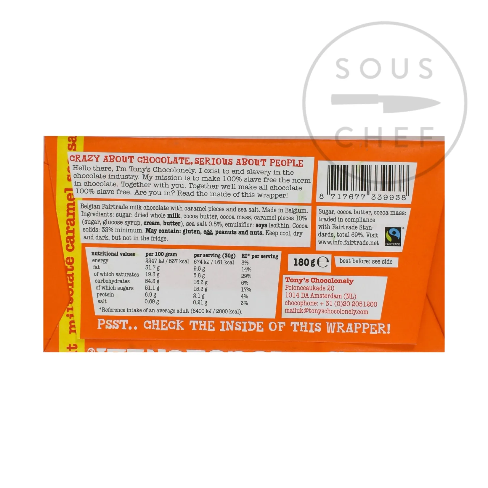 Milk Chocolate Caramel & Sea Salt, 180g Ingredients Brands|Chocolate & Sweets