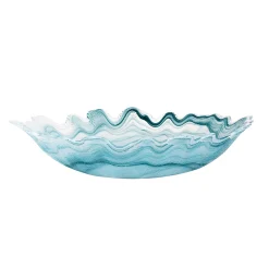 Online Turquoise Marble Glass Serving Bowl, 40x30cm Tableware Brands|Crockery & Dinnerware