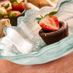 Online Turquoise Marble Glass Serving Bowl, 40x30cm Tableware Brands|Crockery & Dinnerware