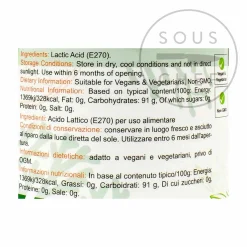 Outlet Vegan Lactic Acid Powder, 100g Ingredients Brands|Baking Ingredients