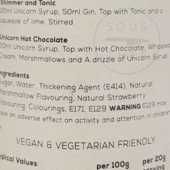 Hot Fantasy Range Unicorn Syrup, 750ml Ingredients Brands|Made In The Uk