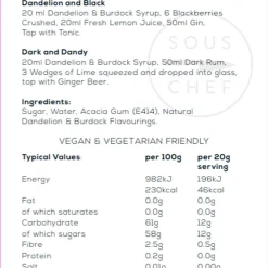 Online Premium Dandelion and Burdock Syrup, 750ml Ingredients Brands|Made In The Uk