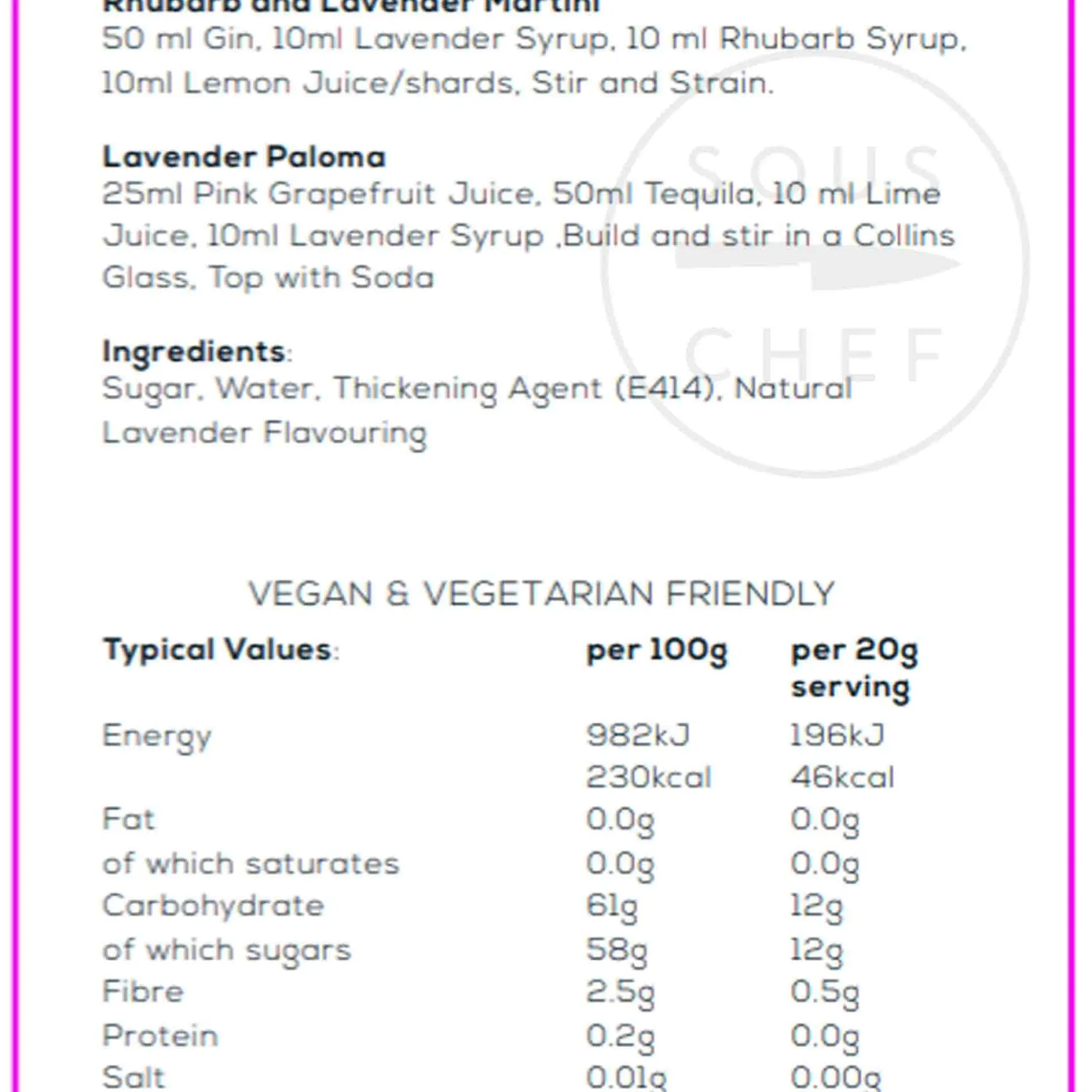 Premium Lavender Syrup, 750ml Ingredients Brands|Made In The Uk