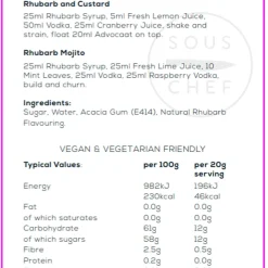 Premium Rhubarb Syrup, 750ml Ingredients Brands|Made In The Uk