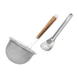Wood Handle Stainless Steel Mesh Miso Strainer with Spoon Japanese Ingredients|Kitchen Tools & Utensils
